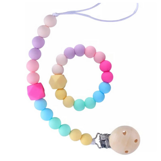 Clip para mordedera y/o chupón con mordedera de pulsera